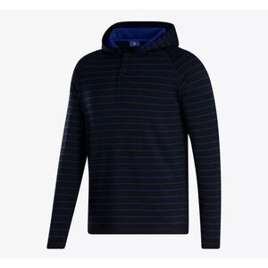 FootJoy Lifestyle Men's XL Stretch Henley Hoodie Sweater Black Blue Striped Golf